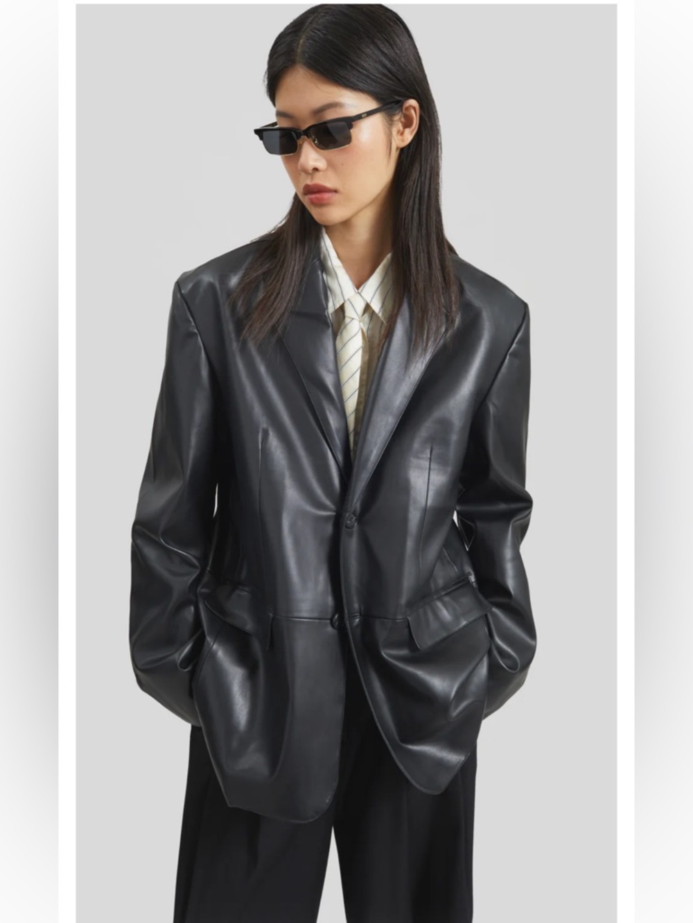 The Frankie Shop Olympia faux leather blazer